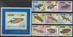 Заир (Конго) 1978 год. Тропические рыбы, 9 марок + блок (н