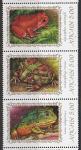 Абхазия 2001 год. Земноводные. Лягушки, 3 марки в сцепке (н