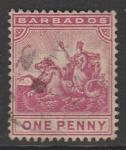 Барбадос 1892/1903 год. Стандарт. Малая колониальная печать, ном. 1 Р, 1 марка из серии (гашёная)