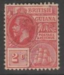 Британская Гвиана 1913/1917 год. Стандарт. Король Георг V и фрегат, ном. 2 С, 1 марка из серии (гашёная)