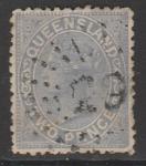 Квинсленд (Австралия) 1879/1881 год. Стандарт. Королева Виктория, ном. 2 Р, 1 марка из серии (гашёная)