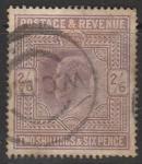 Великобритания 1902 год. Стандарт. Король Эдуард VII, ном. 2/6 Sh/P, 1 марка из серии (гашёная)