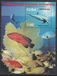 Куба 2002 год. V Национальная филвыставка. Рыбы Карибов, блок (н