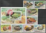 Заир (Конго) 1980 год. Тропические рыбы, 8 марок + блок (н