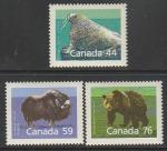 Канада 1989 год. Стандарт. Млекопитающие, 3 марки (н