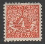 Польша 1919 год. Цифровой рисунок, ном. 4 F, 1 доплатная марка из серии (наклейка)