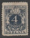 Польша 1921 год. Номинал на гербовом орле. Почтовые рожки, ном. 4 М, 1 доплатная марка из серии.