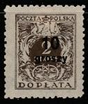 Польша 1934/1938 год. Номинал на гербовом орле. Почтовые рожки. НДП, ном. 10 Gr / 2 Zl, 1 доплатная марка из серии (наклейка)