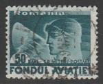 Румыния 1936 год. Голова пилота с орлиным крылом, ном. 50 В, 1 фискальная марка для финансирования авиации (гашёная) (из 3-х)