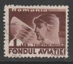 Румыния 1936 год. Голова пилота с орлиным крылом, ном. 1 L, 1 фискальная марка для финансирования авиации (гашёная) (из 3-х)