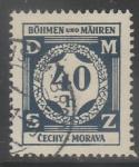 Германия (III Рейх. Протекторат Богемии и Моравии) 1941 год. Цифровой рисунок, ном. 40 Н, 1 служебная марка из серии (гашёная)