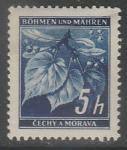 Германия (III Рейх. Протекторат Богемии и Моравии) 1939 год. Стандарт. Ветка липы, ном. 5 Н, 1 марка из серии.