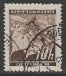 Германия (III Рейх. Протекторат Богемии и Моравии) 1939 год. Стандарт. Ветка липы, ном. 10 Н, 1 марка из серии (гашёная)