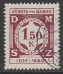 Германия (III Рейх. Протекторат Богемии и Моравии) 1941 год. Цифровой рисунок, ном. 1,5 К, 1 служебная марка из серии (гашёная)