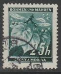 Германия (III Рейх. Протекторат Богемии и Моравии) 1939 год. Стандарт. Ветка липы, ном. 25 Н, 1 марка из серии (гашёная)