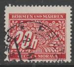 Германия (III Рейх. Протекторат Богемии и Моравии) 1939 год. Номинал в цветочном узоре, ном. 20 Н, 1 доплатная марка из серии (гашёная)