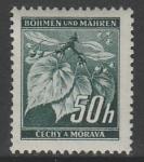 Германия (III Рейх. Протекторат Богемии и Моравии) 1940 год. Стандарт. Ветка липы, ном. 50 Н, 1 марка из серии.