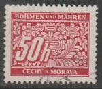 Германия (III Рейх. Протекторат Богемии и Моравии) 1939 год. Номинал в цветочном узоре, ном. 50 Н, 1 доплатная марка из серии (гашёная)
