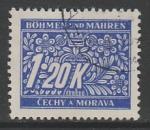 Германия (III Рейх. Протекторат Богемии и Моравии) 1940 год. Номинал в цветочном узоре, ном. 1,2 К, 1 доплатная марка из серии (гашёная)