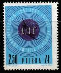 Польша 1965 год. 100 лет Международному Союзу электросвязи (UIT). Эмблема, 1 марка (наклейка)