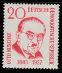 ГДР 1958 год. Политик Отто Нушке, 1 марка (наклейка)