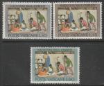 Ватикан 1962 год. Рождество. Картина "Поклонение пастырям", 3 марки.