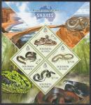 Соломоновы острова 2013 год. Австралийская фауна. Змеи, малый лист.