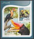 Соломоновы острова 2017 год. Птицы-носороги, блок.