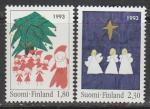 Финляндия 1993 год. Рождество. Детские рисунки, 2 марки.