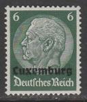 Германия (III Рейх. Оккупация Люксембурга) 1940 год. Стандарт. Рейхспрезидент Пауль фон Гинденбург, (ном. 6 Pf), НДП, 1 марка из серии.