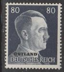Германия (III Рейх. Оккупация Прибалтики и Белоруссии) 1941 год. Стандарт. Рейхсканцлер Адольф Гитлер (ном. 80 Pf), НДП, 1 марка из серии.