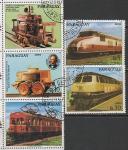 Парагвай 1986 год. 150 лет немецким железным дорогам, 3 марки + 2 купона (гашёные)