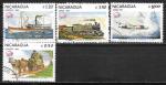 Никарагуа 1982 год. 100 лет членства во всемирном почтовом союзе. Почтовый транспорт. 4 гашеных марки