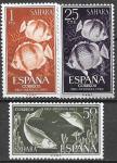 Испанская Сахара 1962 год. Рыбы. 3 марки. наклейки. 