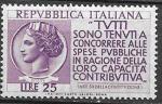 Италия 1954 год. Соблюдение налогового законодательства. 1 марка 