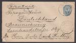 Маркированный конверт прошел почту в Германию, Брауншвейг 1905 год