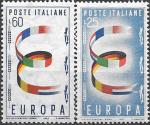 Италия 1957 год. Европа СЕПТ. Эмблемма из флагов разных стран. 2 марки
