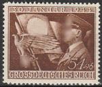 Рейх 1944 год, Гитлер на Фоне Флага, 1 марка с наклейкой.