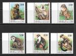 Серия 6 марок. Обезьяны. Гвинея 1998 год. БЕЗ ПОЛЕЙ