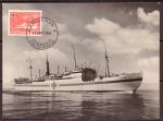 Открытка Дания. Корабль Красного креста. Прошла почту 13 сентября 1951 год
