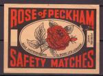 Спичечная гросс этикетка, иностранная. Англия. Роза Пэкхема. Безопасные спички. Сделано в Лондоне, 1 штука