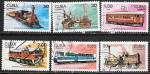 Куба 1988 год. История железной дороги. Паровозы и электровозы. 6 гашеных марок.